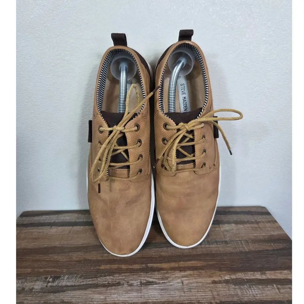 Steve Madden Men's Halliday Cognac Faux Leather Low Top Sneaker Size 9.5